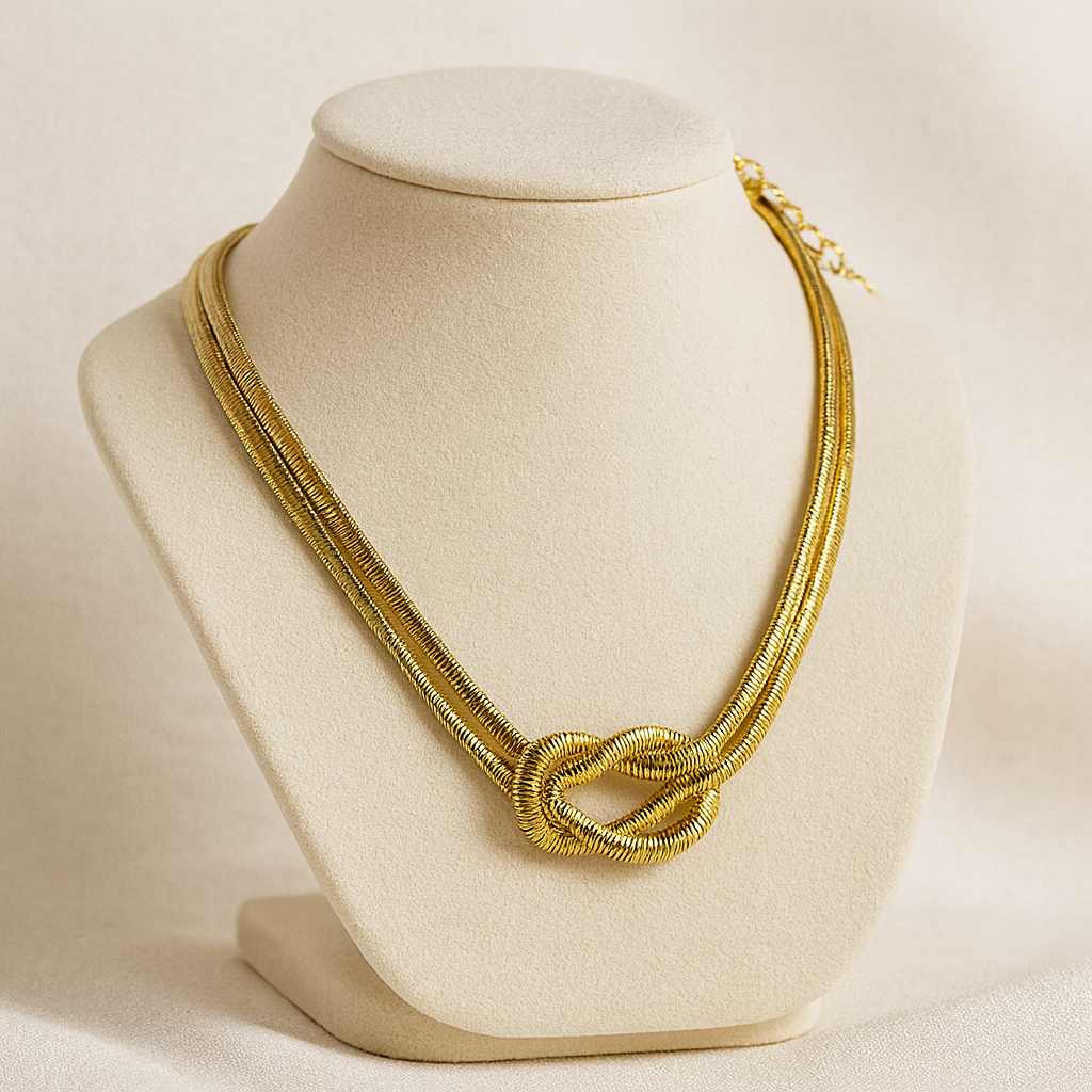 Collar Doble Entrelazado Bañado en Oro – Doble brillo, doble estilo