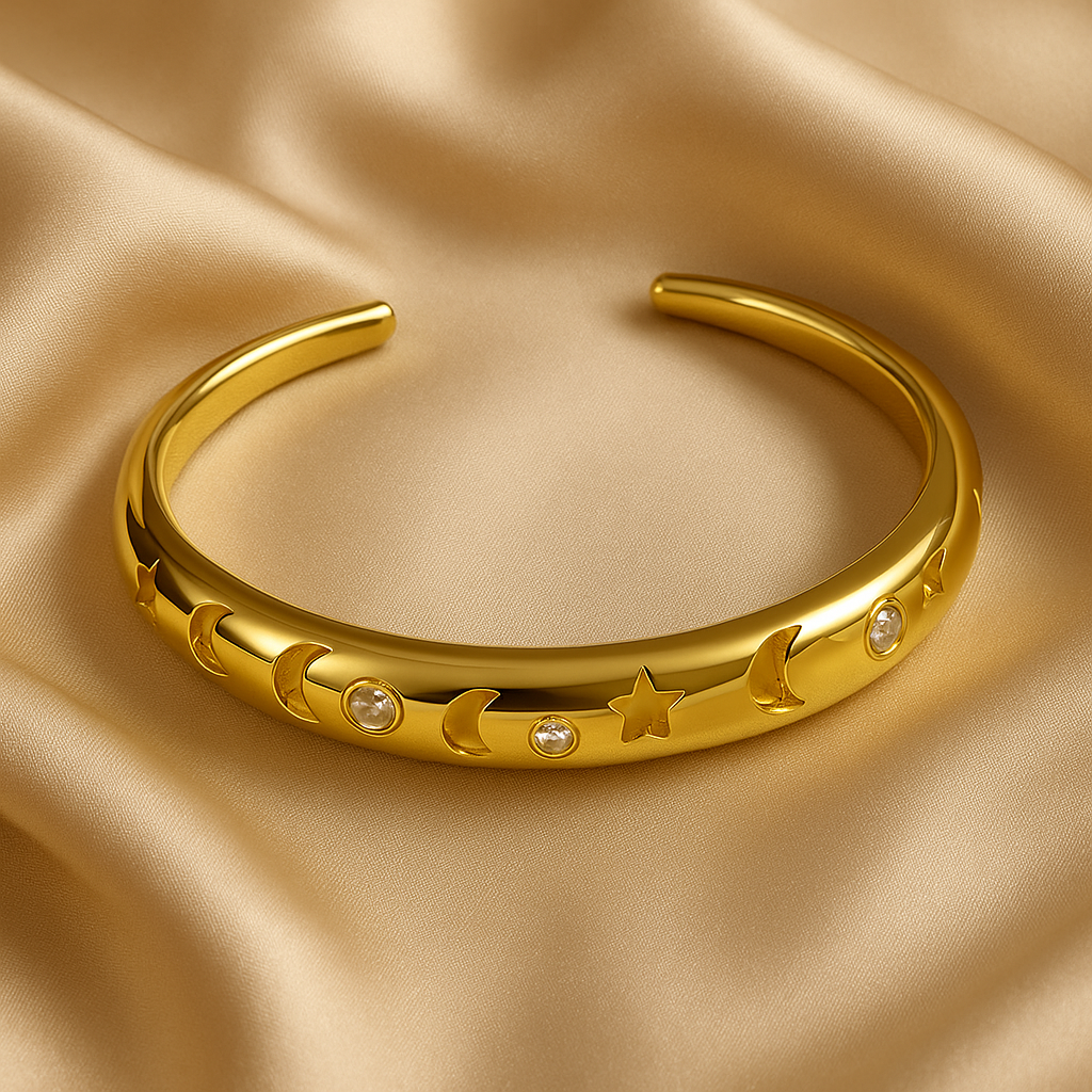 Pulsera Estrellada de Oro con Cristales