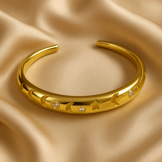 Pulsera Estrellada de Oro con Cristales