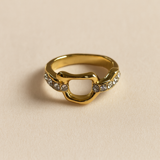 Anillo Geométrico Glam Gold | Bañado en Oro 18K con Circones