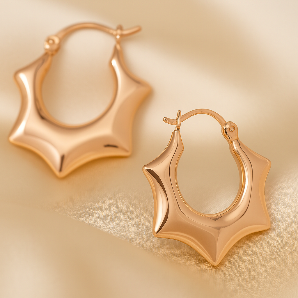 Aros Estrella hexa rose - Baño oro 18 k