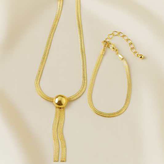 Set Elegance gold / Collar y pulsera - baño de oro 18k