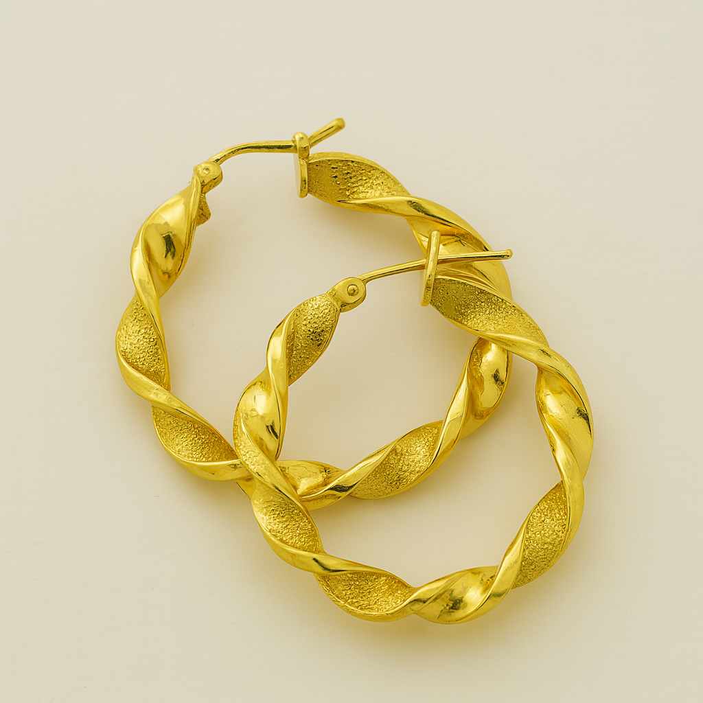 Aros espiral de sol - Baño oro 18 k