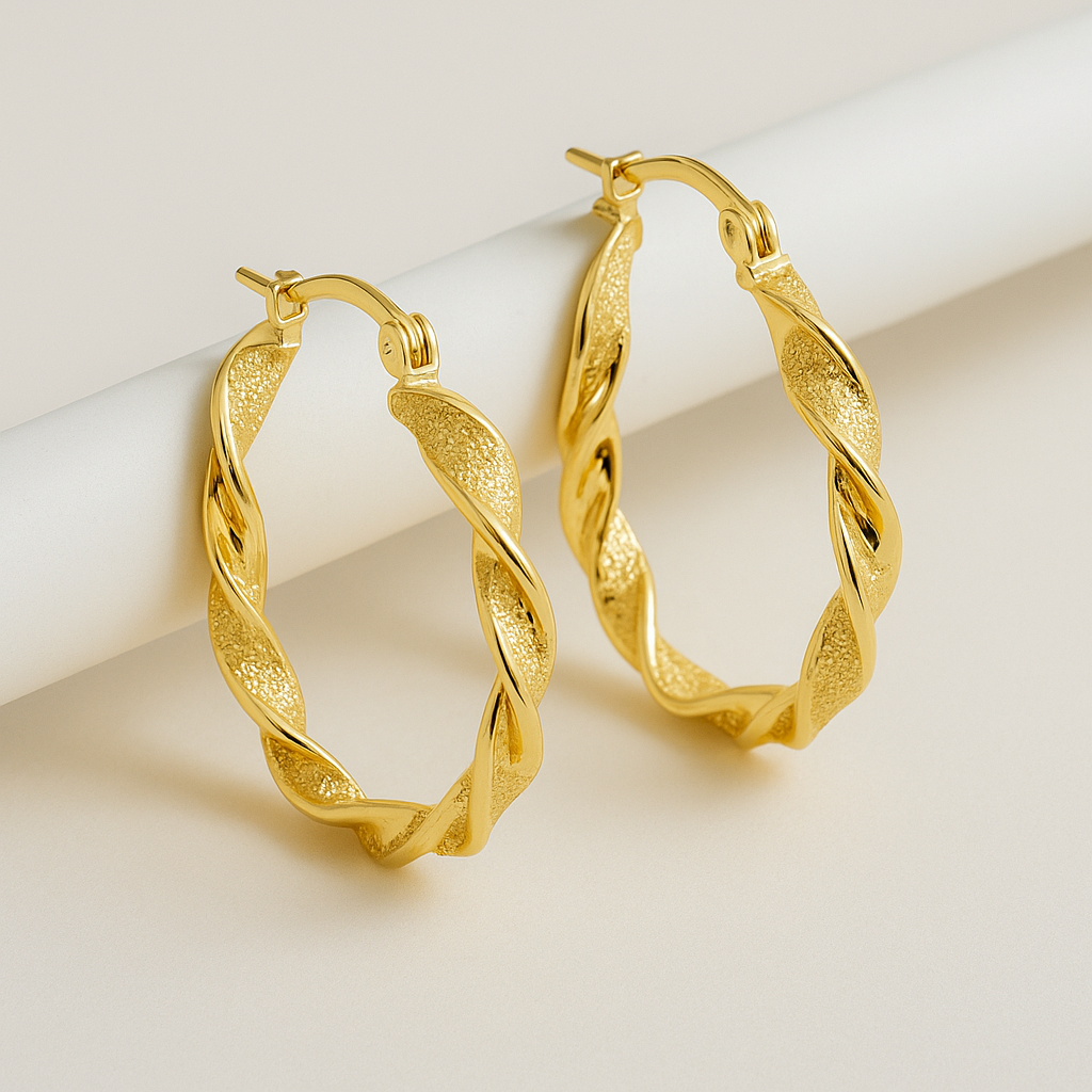 Aros espiral de sol - Baño oro 18 k