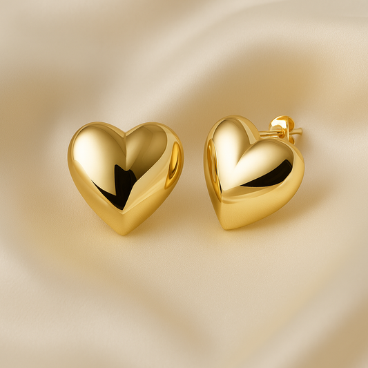 Aros Corazón glow - Baño oro 18 k