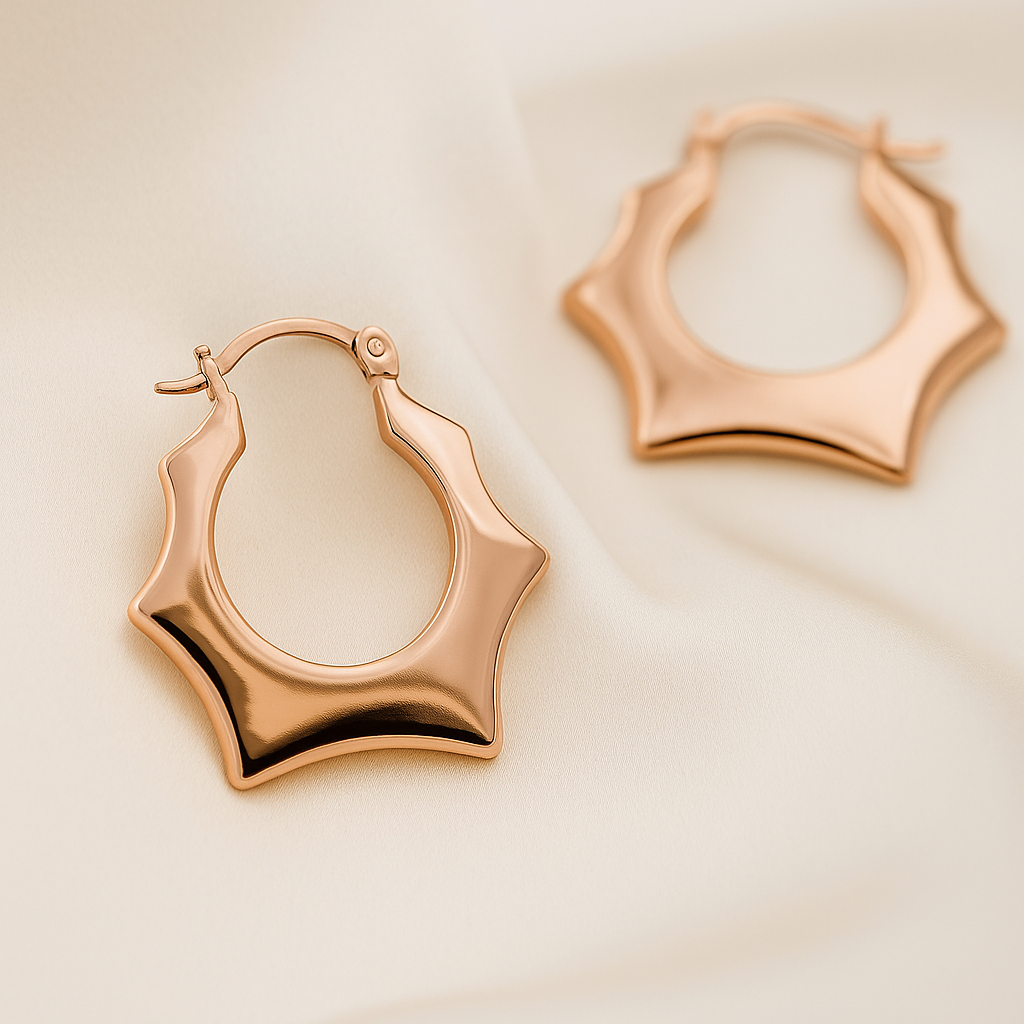 Aros Estrella hexa rose - Baño oro 18 k