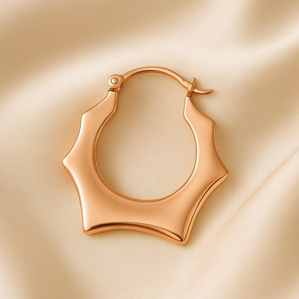 Aros Estrella hexa rose - Baño oro 18 k