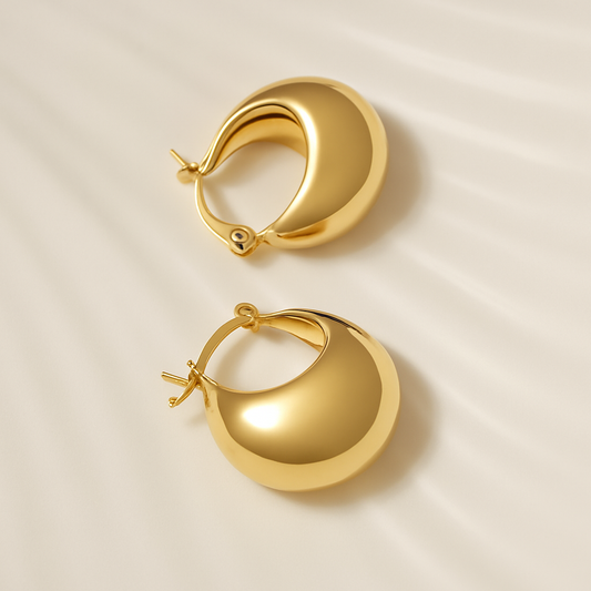 Aros dorados Luna Bold - Baño oro 18 k