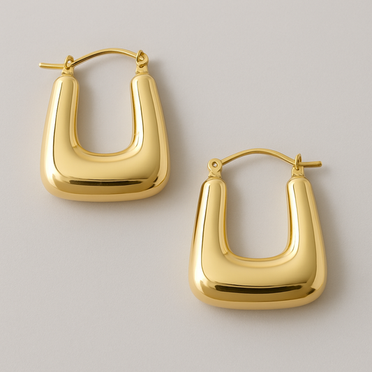 Aros Candado chunky - Baño oro 18 k